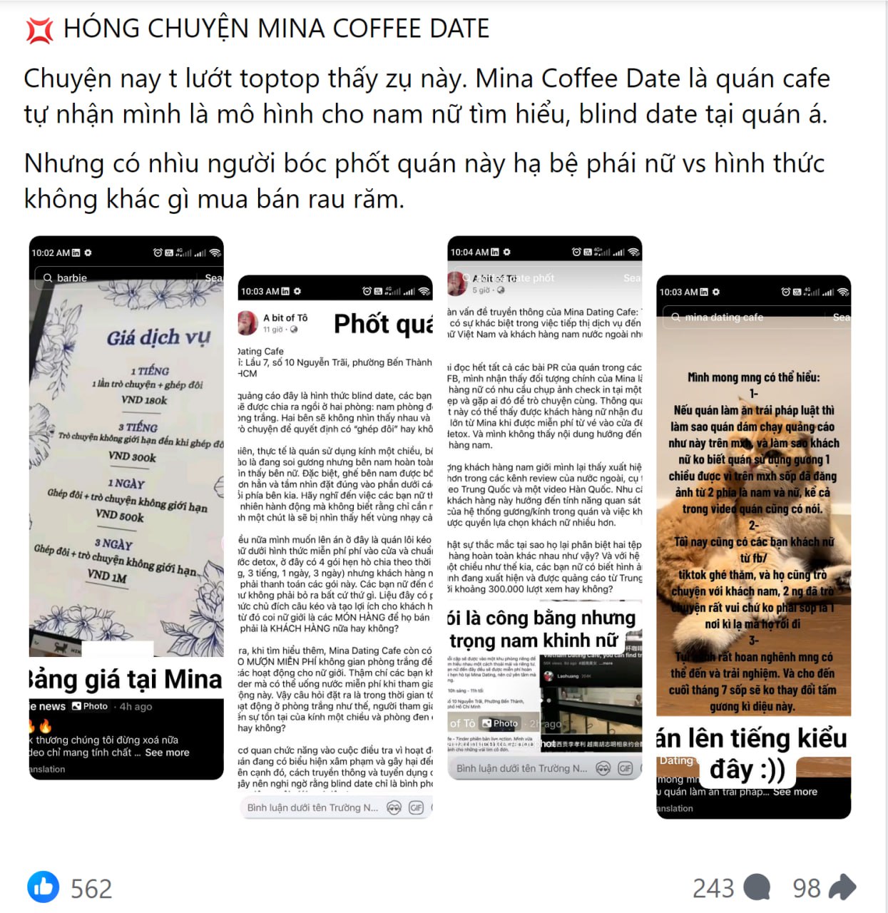 "Blind Date" tại Mina Dating Cafe: Nguy cơ môi giới mại dâm trá hình